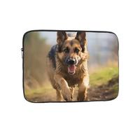 Running German Shepherd Dog Laptop Sleeve Bag 12 Inch, Waterproof Shockproof Laptop Case Bag Computer Skin Bags Lightweight Tablet Carrying Case