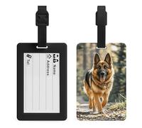 Running German Shepherd Dog Luggage Tags for Suitcases with Durable Loop Privacy Cover ID Label Travel Bag Cute Luggage Identifiers for Women Men Travel Backpack Traveling Accessories