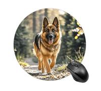 Running German Shepherd Dog Mouse Pad Round Laptop Mouse Mat Cute Computer Mousepad Keyboard Pad Non-Slip Desk Pads for Gaming Office Work Home