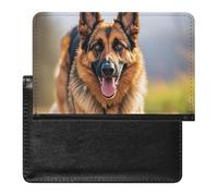 Running German Shepherd Dog Passport Holder ID Card Protector Case Holder Travel Pack Unisex-adult Waterproof Passport