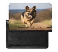 Running German Shepherd Dog Passport Holder with Card Slots Portable Passport Cover Compact Waterproof Passports Protector