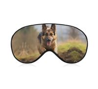 Running German Shepherd Dog Sleep Mask Soft Comfortable Eye Mask with Adjustable Strap Eye Cover Eye Shade for Men Women Work Travel