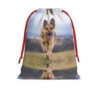 Running German Shepherd Dog Ultra Soft Velvet Gift Bag, Comfortable To The Touch, Reusable