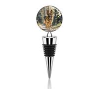 Running German Shepherd Dog Wine Stoppers Reusable Wine Bottle Stopper Decorative Champagne Stoppers Silicone Beverage Bottle Sealer Keep Fresh, Leakproof Wines Saver for Bar Party Decor
