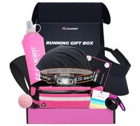 Running Gift Box for Men & Women - 10 Premium Running Gear Essentials, Includes Running Belt, Waterproof Headlamp, Collapsible Water Bottle, Running Beanie & More - Perfect Gifts For Runners, Pink