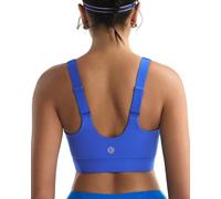 RUNNING GIRL Adjustable Straps High Impact Sports Bra for Women,High Support Workout Sports Bras with Sewn in Pads, A-cerulean Blue, M