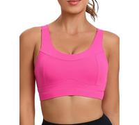 RUNNING GIRL Compression Tank Tops Women,Long Workout Tops with Built in Bra Plus Size Cotton White Under Shirts, D-hot Pink, M