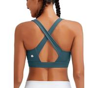 RUNNING GIRL High Impact Sports Bras for Women - High Support Molded Cup Workout Bra, Racerback Strappy Yoga Bra with Sewn-in Pads for Running & Gym,Greyish Green M
