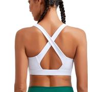 RUNNING GIRL High Impact Sports Bras for Women - High Support Molded Cup Workout Bra, Racerback Strappy Yoga Bra with Sewn-in Pads for Running & Gym,White S