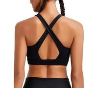 RUNNING GIRL High Impact Sports Bras for Women - High Support Molded Cup Workout Bra, Racerback Strappy Yoga Bra with Sewn-in Pads for Running & Gym,Black L