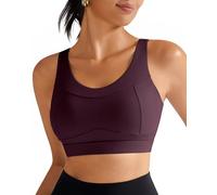 RUNNING GIRL High Impact Sports Bras for Women,Racerback Running Bra Workout Crop Tank Tops Longline Sports Bra Push up, D-deep Taupe, XL