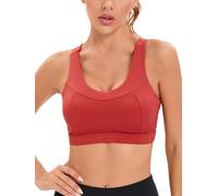 RUNNING GIRL High Impact Sports Bras for Women,Racerback Running Bra Workout Crop Tank Tops Longline Sports Bra(EU_WX2667_Red_M)