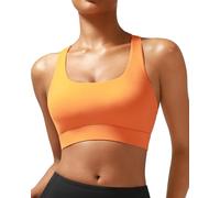 RUNNING GIRL High Impact Sports Bras for Women - Scoop Neck Strappy Sports Bra High Support Moulded Cup Workout Bra, A-orange, L