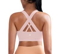 RUNNING GIRL Sports Bra, Criss-Cross Back Strappy Medium Support Yoga Bra with Removable Cups(EU_WX2353_Pink_S)