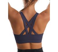 RUNNING GIRL Sports Bra, Criss-Cross Back Strappy Medium Support Yoga Bra with Removable Cups(EU_WX2575_Dusty Blue_M)
