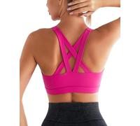 RUNNING GIRL Sports Bra, Criss-Cross Back Strappy Medium Support Yoga Bra with Removable Cups(EU_WX2575_Hot Pink_XXL)