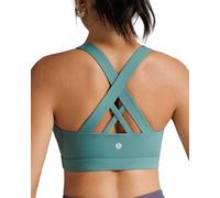 Running Girl Sports Bra for Women, Criss-Cross Back Padded Strappy Sports Bras Medium Support Yoga Bra with Removable Cups, A-Blue, M