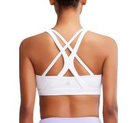 RUNNING GIRL Sports Bra for Women High Support, Criss-Cross Back Padded Strappy Sports Bras Yoga Bra with Removable Cups, A-white, S