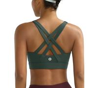 RUNNING GIRL Sports Bra for Women High Support,Molded Cup Strappy Running High Impact Sports Bras for Women, Forest Green, M
