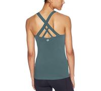 RUNNING GIRL Sports Bra for Women,Longline Criss-Cross Back Padded Strappy Sports Bras Medium Support Yoga Bra with Removable Cups(EU_BX2680_Dark Green_M)