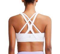 RUNNING GIRL Sports Bra for Women, Medium-High Support Criss-Cross Back Strappy Padded Sports Bras Supportive Workout Tops(EU_WX2825_White_L)