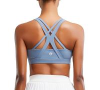 RUNNING GIRL Sports Bra for Women, Medium-High Support Criss-Cross Back Strappy Padded Sports Bras Supportive Workout Tops(EU_WX2825_Blue_M)