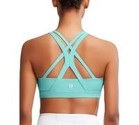 RUNNING GIRL Sports Bra for Women, Medium-High Support Criss-Cross Back Strappy Padded Sports Bras Supportive Workout Tops, A-electric Green, M