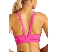 RUNNING GIRL Sports Bra for Women Moulded Cup Square Neck Medium Support Gym Clothes Yoga Bra Workout Crop Tops, Vivid Pink, S