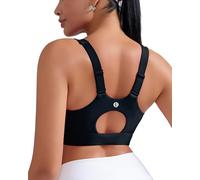 RUNNING GIRL Sports Bras for Women High Support, Adjustable Straps High Impact Molded Cup Sports Bra with Sewn in Pads, Black, M
