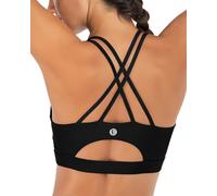 RUNNING GIRL Sports Bras for Women,Padded Sports Bra Tank Top Sexy Crisscross Back Medium Impact Longline Workout Yoga Bra(EU_WX2354_Black_XXL)