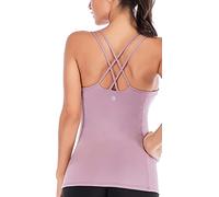 RUNNING GIRL Womens Running Yoga Tank Tops Built in Shelf Bra B/C Cups Strappy Back Activewear Workout Compression Tops(Bx2288 Purple.M)