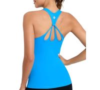 RUNNING GIRL Workout Tank Tops with Built in Bras for Women,Compression Shirt Strappy Back Athletic Yoga Tops(EU_BX2356_Bright Blue_M)