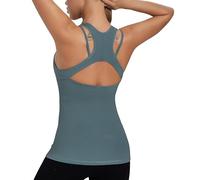 RUNNING GIRL Workout Tank Tops with Built in Bras for Women,Compression Shirt Strappy Back Athletic Yoga Tops(EU_BX2696_Teal Lagoon_M)