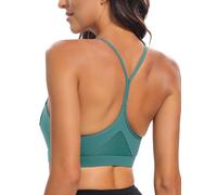 RUNNING GIRL Y-Back Sports Bras for Women, Light Impact Wirefree Padded Bra Workout Crop Top (EU_WX2915_Storm Teal_S)