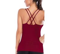 RUNNING GIRL Yoga Tank Tops for Women Built in Shelf Bra B/C Cups Strappy Back Activewear Workout Compression Tops(EU_BX2288_Red_L)