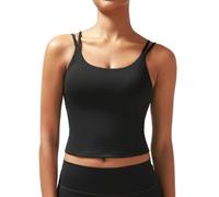 RUNNING GIRL Yoga Tank Tops for Women Built in Shelf Bra B/C Cups Strappy Back Activewear Workout Compression Tops(EU_BX3031_Black_XXL)