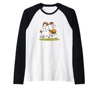 Running Goat Burger Cartoon Raglan Baseball Tee
