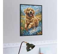 Running Golden Retriever 300 Piece Jigsaw Puzzle for Adults Animals Plants Jigsaw Creative Gift for Loved Ones Family Activity Challenging Design Stress Relief Pastime 300 PCS