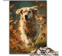 Running Golden Retriever Jigsaw Puzzles for Adults 1000 Piece Puzzle, Brain Intelligence Challenge Addictive Toys for Home Decoration (50x75cm)