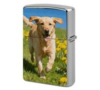 Running Golden Retriever Lighter Case Metal Double-Sided Lighter Cover Pocket Lighters Sleeve Windproof Lighters Accessories for Men Women