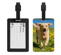 Running Golden Retriever Luggage Tags for Suitcases with Durable Loop Privacy Cover ID Label Travel Bag Cute Luggage Identifiers for Women Men Travel Backpack Traveling Accessories