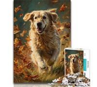 Running Golden Retriever Puzzles for Adults Teens 1000pc Puzzle,Challenging Game Toys Every Piece Is Unique - Challenging Family Fun Game 38x26cm