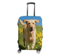 Running Golden Retriever Travel Luggage Cover Stretchable Airplane Suitcase Protector Sleeve Universal Washable Fit for 19-32 Inch Checked Baggage,Water Resistant Durable Luggage Protector X-Large