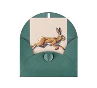 Running Hare patterned Dark Green party invitation, vertical greeting card, suitable for anniversary