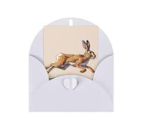 Running Hare patterned White party invitation, vertical greeting card, suitable for anniversary