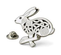 Running Hare Rabbit Enamel Pin Brooch | Celtic Pagan Wiccan Badge with Occult Rune Symbol, 30mm