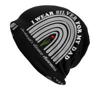 Running Hat I Wear Silver for My Dad Parkinson's Disease Awareness Beanie Hat Baggy Brimless Hat Slouch Thermal Hat for Daily Wear Teens Travel