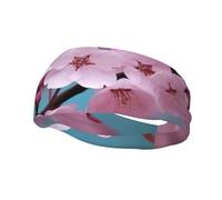 Running Headbands for Men Women Cherry Blossom Sweatbands Moisture Wicking Sports Sweat Bands Fashion Athletic Head Scarf Stretchy Hairband for Tennis, Basketball, Running