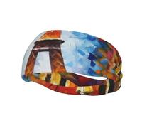 Running Headbands for Men Women Paris Eiffel Tower Painting Sweatbands Moisture Wicking Sports Sweat Bands Fashion Athletic Head Scarf Stretchy Hairband for Tennis, Basketball, Running