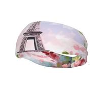 Running Headbands for Men Women Paris Eiffel Tower with Flowers Sweatbands Moisture Wicking Sports Sweat Bands Fashion Athletic Head Scarf Stretchy Hairband for Tennis, Basketball, Running